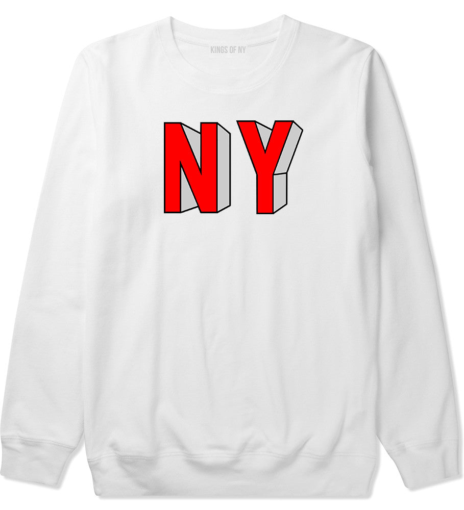 NY Block Letters Crewneck Sweatshirt in White
