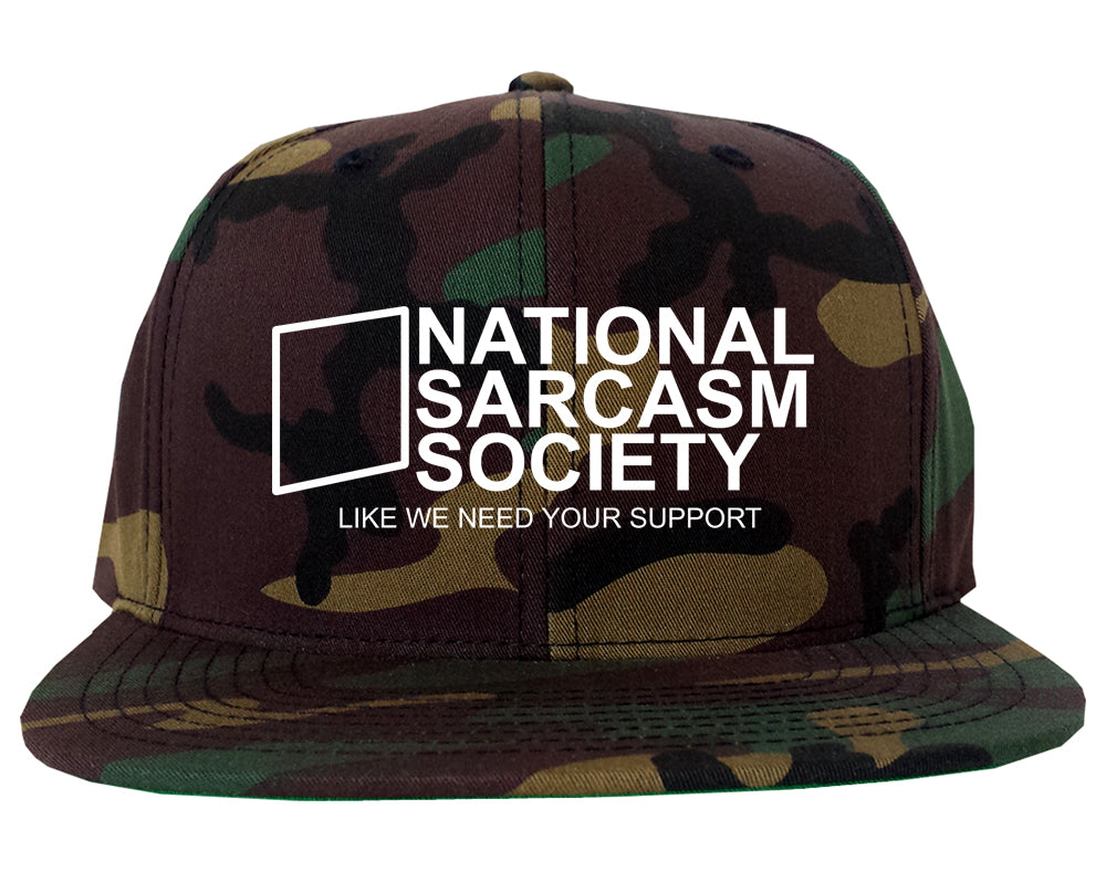 National Sarcasm Society Mens Snapback Hat Army Camo