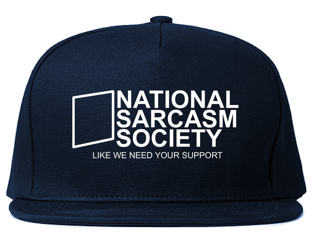 National Sarcasm Society Mens Snapback Hat Navy Blue
