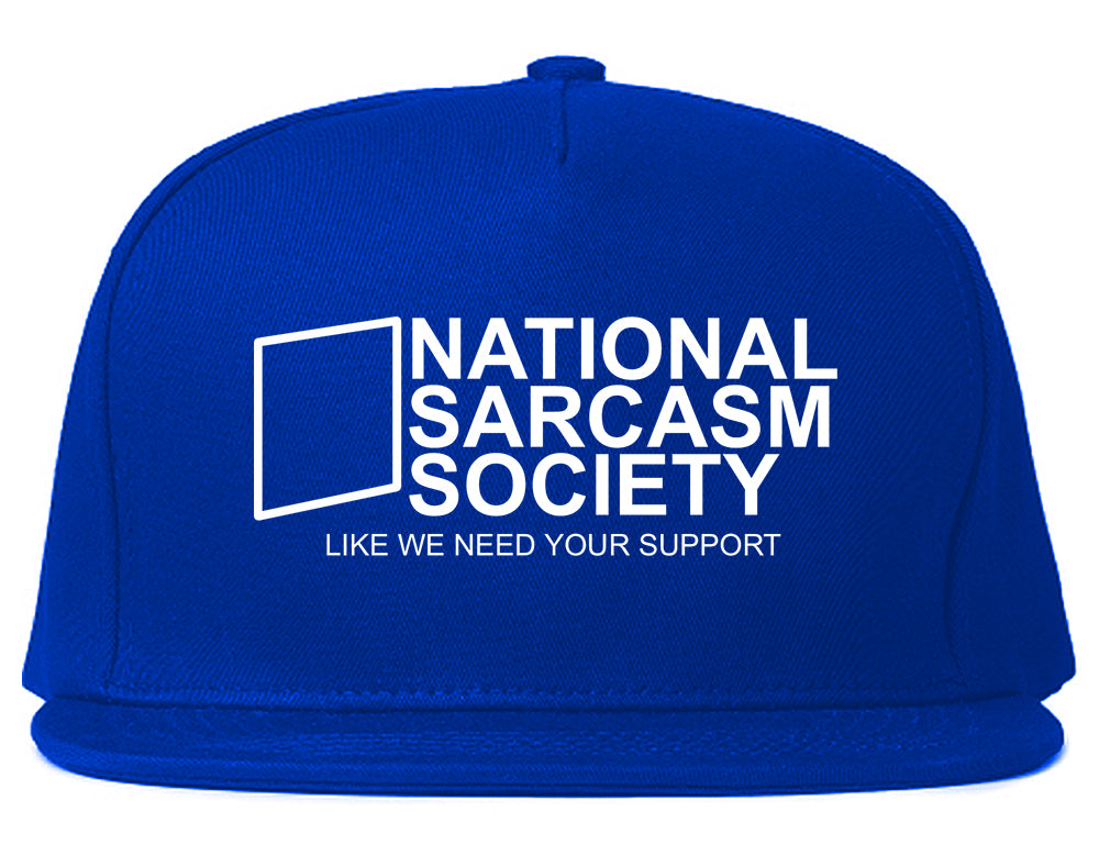 National Sarcasm Society Mens Snapback Hat Royal Blue