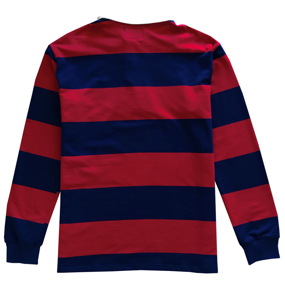 Navy Blue and Red Comfortable Stretch Striped Mens Rugby Shirt