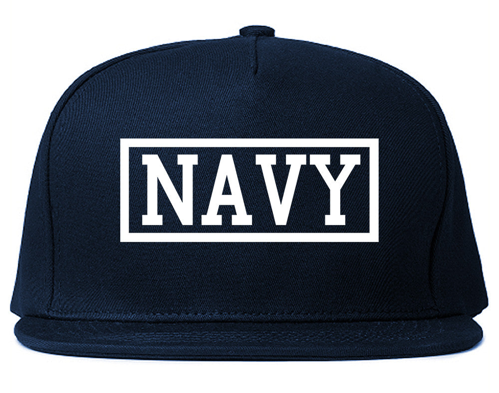 Navy Box Snapback Hat