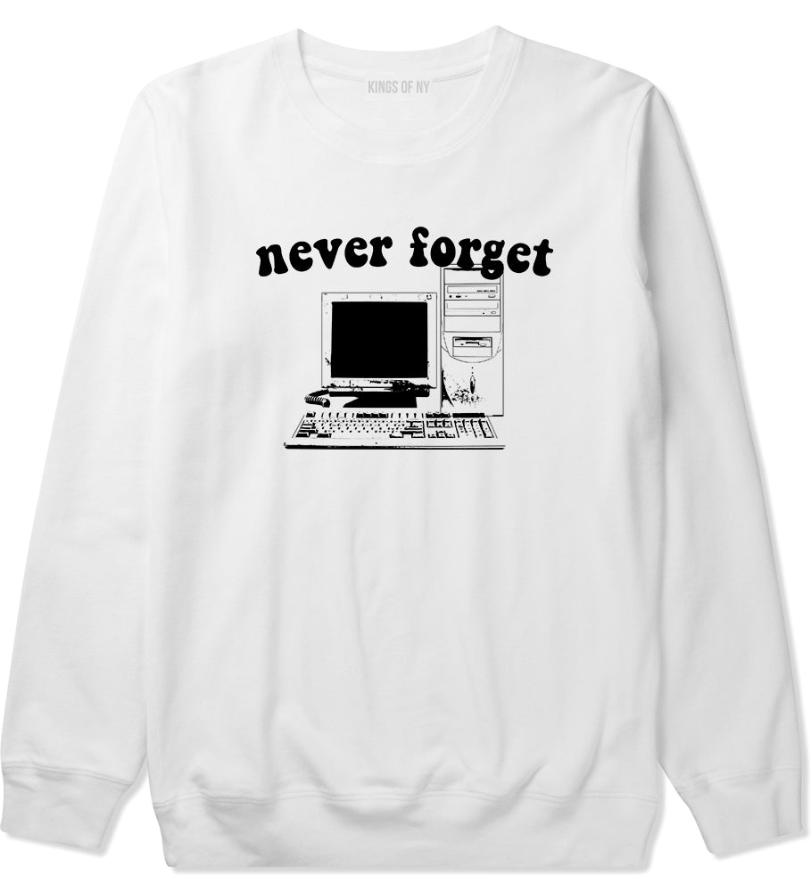 Never Forget Old Computer Nerd Mens Crewneck Sweatshirt White