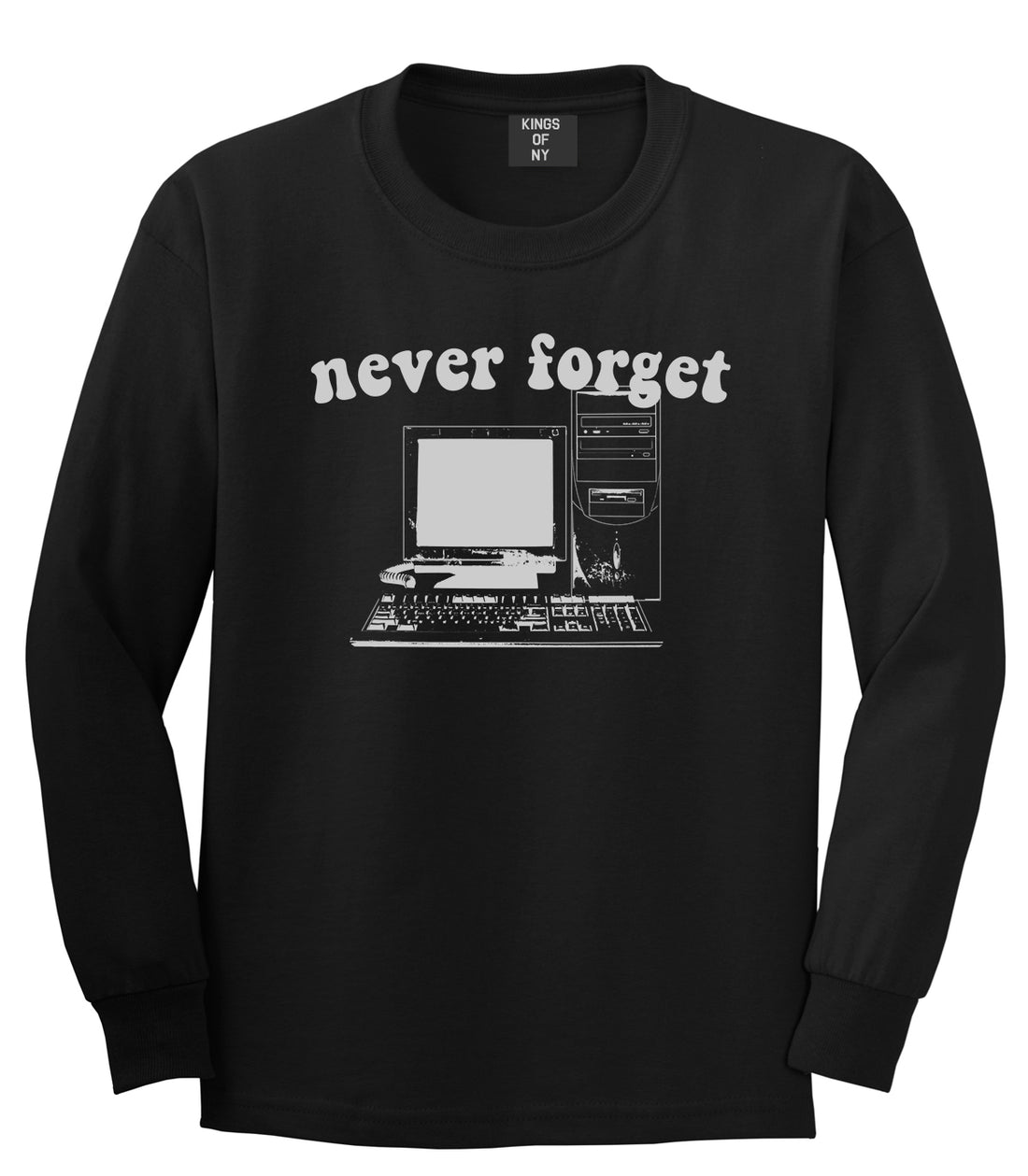 Never Forget Old Computer Nerd Mens Long Sleeve T-Shirt Black