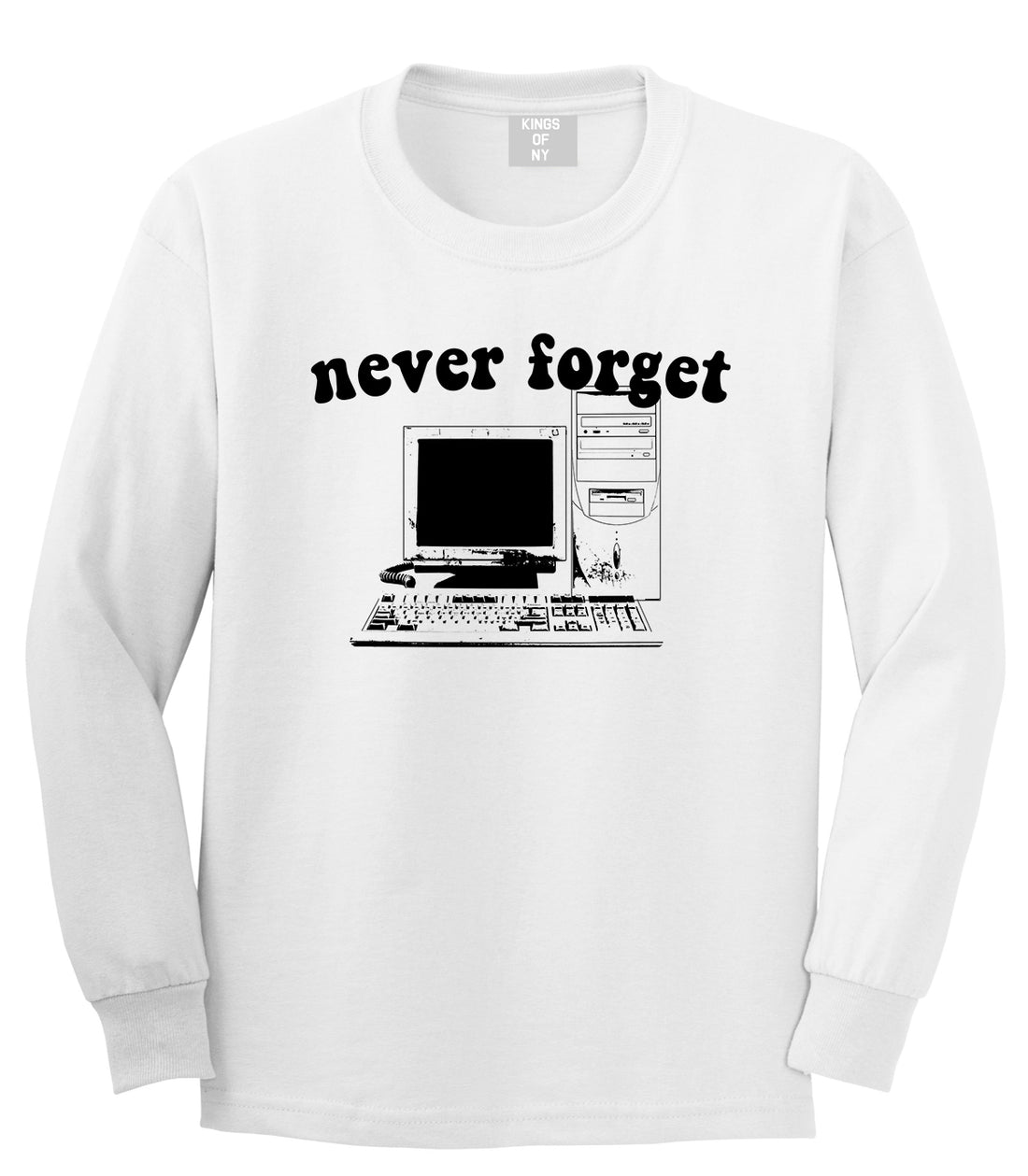 Never Forget Old Computer Nerd Mens Long Sleeve T-Shirt White