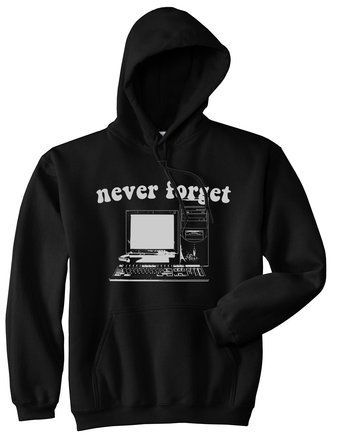 Never Forget Old Computer Nerd Mens Pullover Hoodie Black