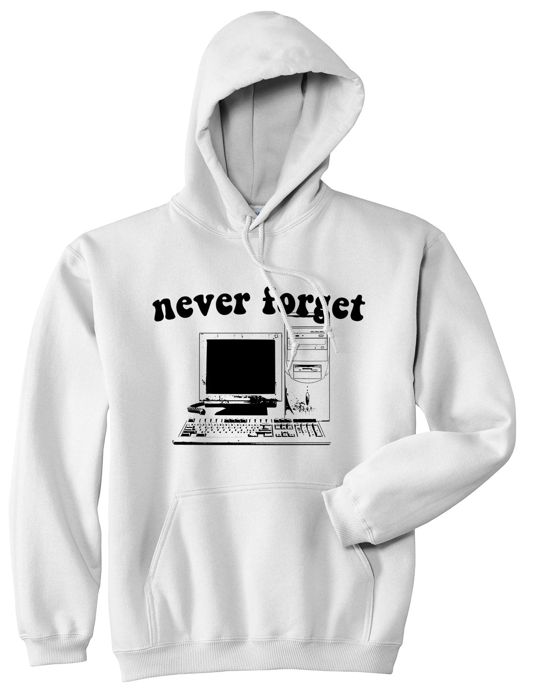 Never Forget Old Computer Nerd Mens Pullover Hoodie White