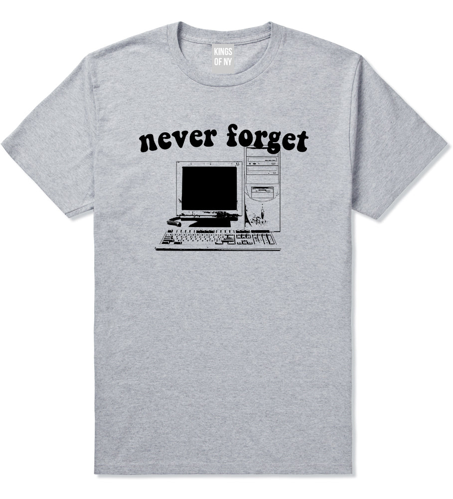 Never Forget Old Computer Nerd Mens T-Shirt Grey