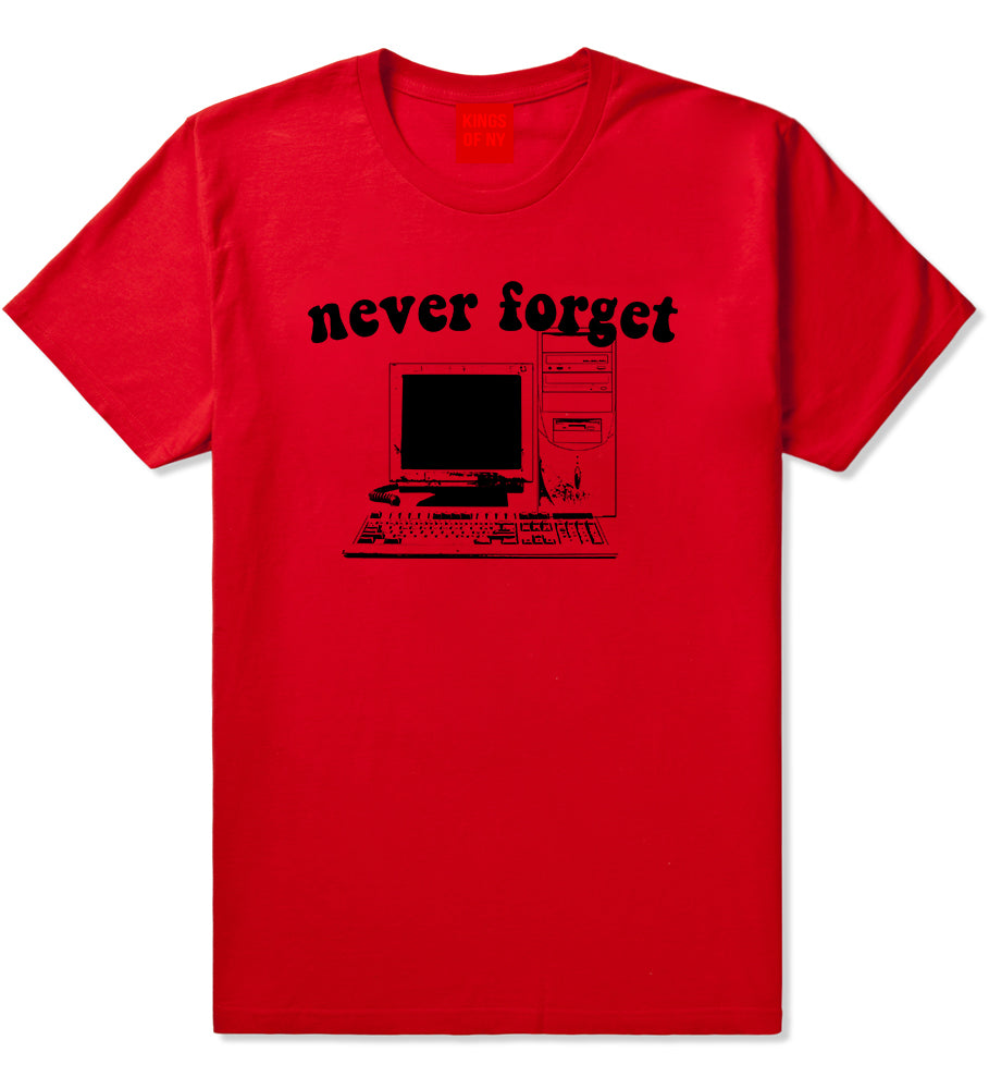 Never Forget Old Computer Nerd Mens T-Shirt Red