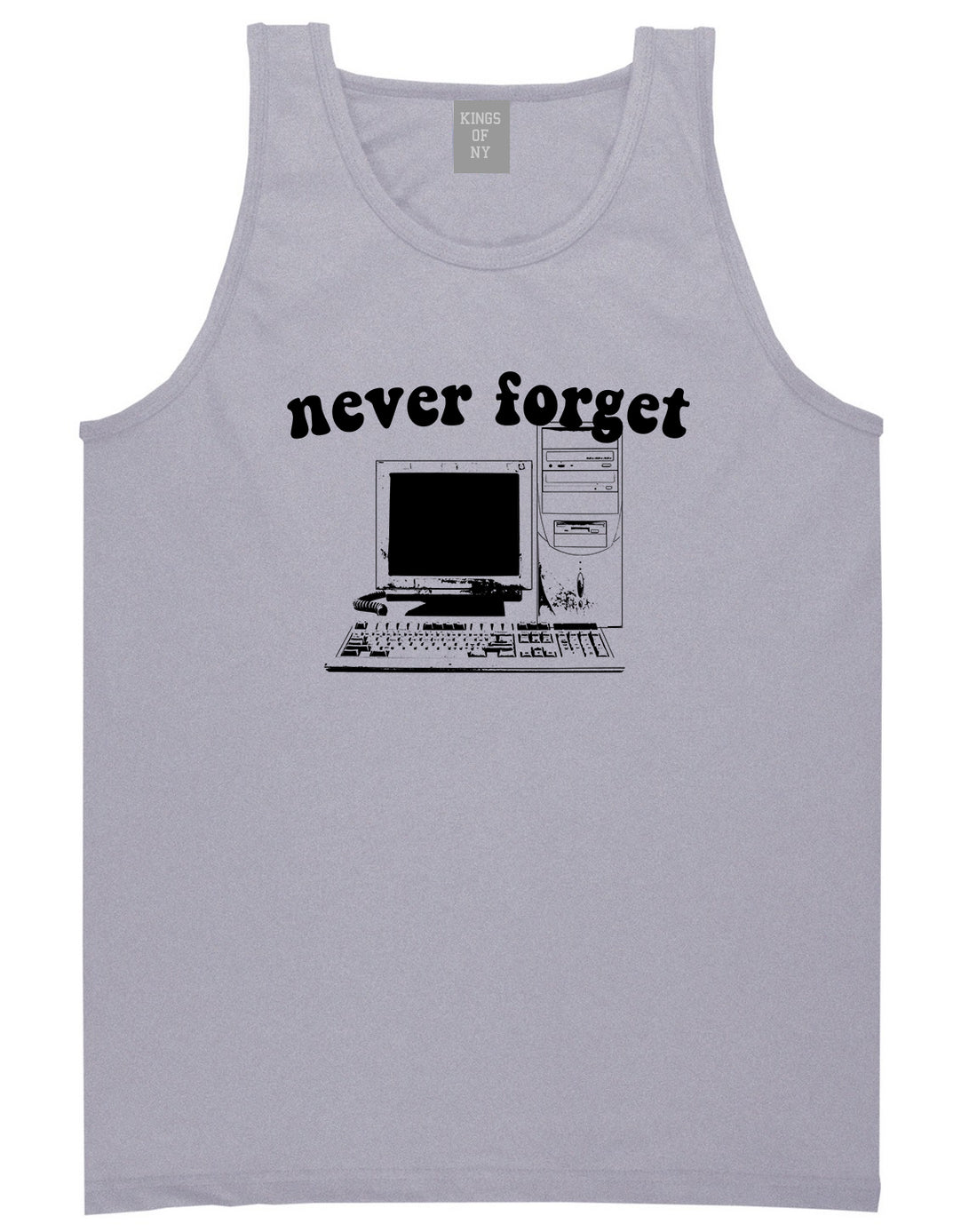 Never Forget Old Computer Nerd Mens Tank Top T-Shirt Grey