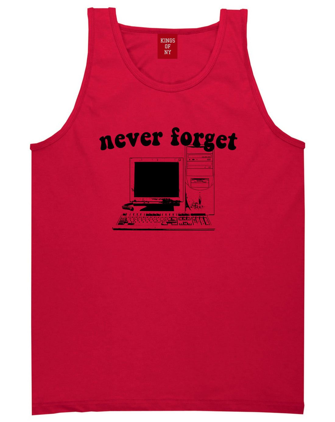 Never Forget Old Computer Nerd Mens Tank Top T-Shirt Red