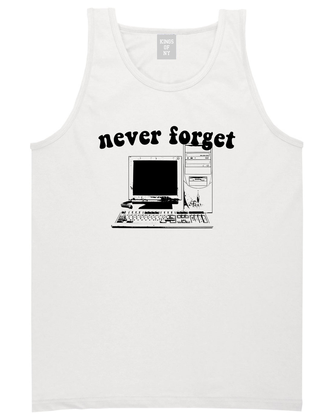Never Forget Old Computer Nerd Mens Tank Top T-Shirt White