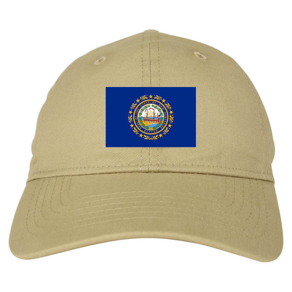 New Hampshire State Flag NH Chest Mens Dad Hat Tan