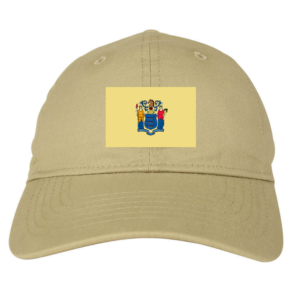 New Jersey State Flag NJ Chest Mens Dad Hat Tan