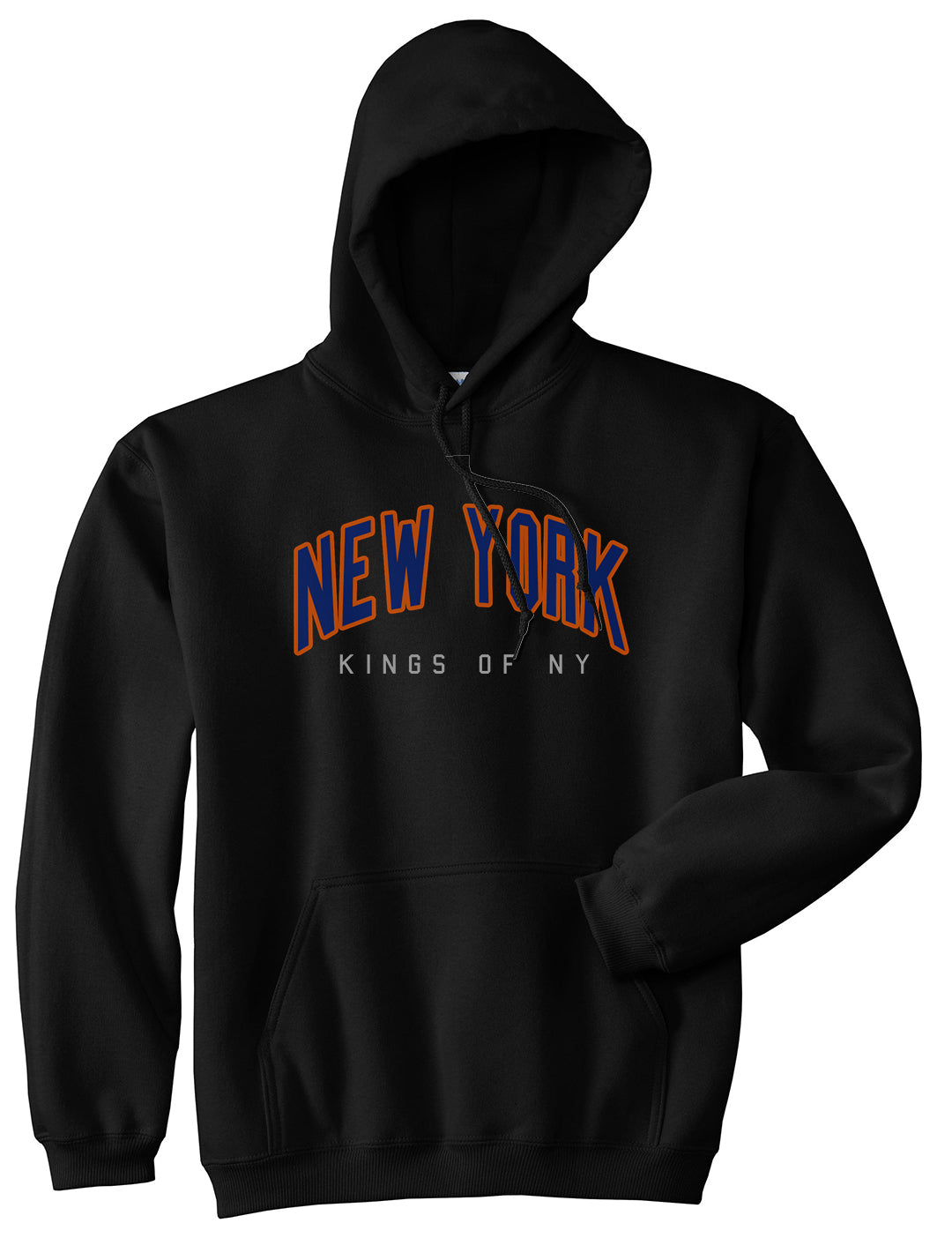 New York Blue And Orange Mens Pullover Hoodie Black by Kings Of NY