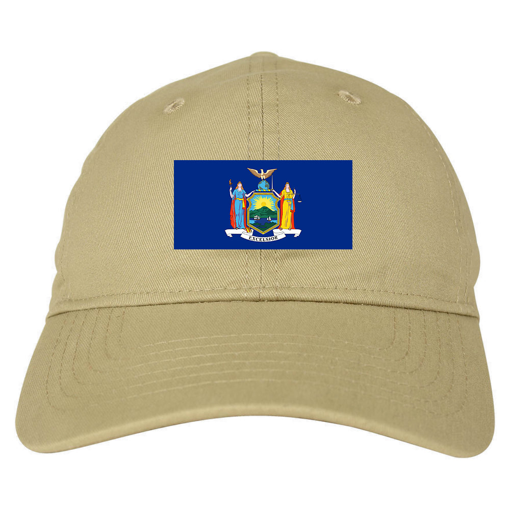 New York State Flag NY Chest Mens Dad Hat Tan