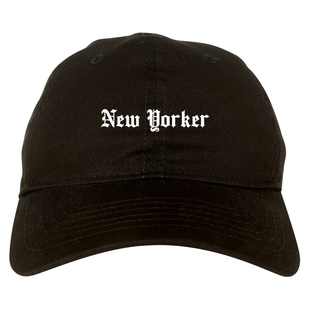 New Yorker Old English Mens Dad Hat Baseball Cap Black