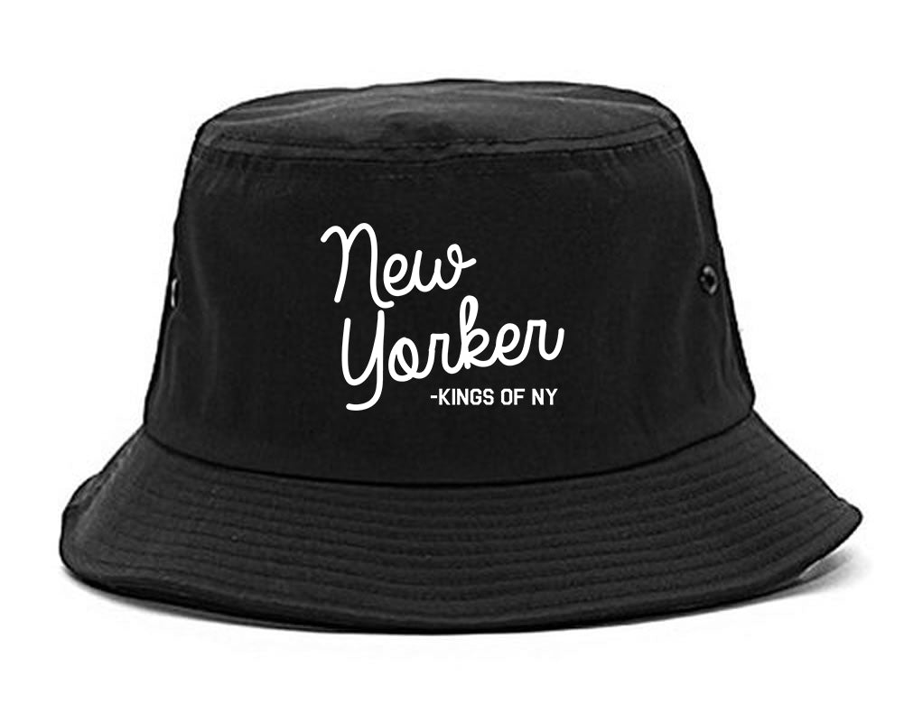 New Yorker Script Mens Bucket Hat Black