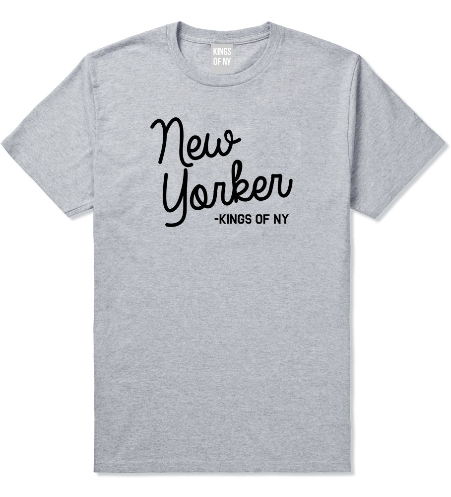 New Yorker Script Mens T-Shirt Grey by Kings Of NY