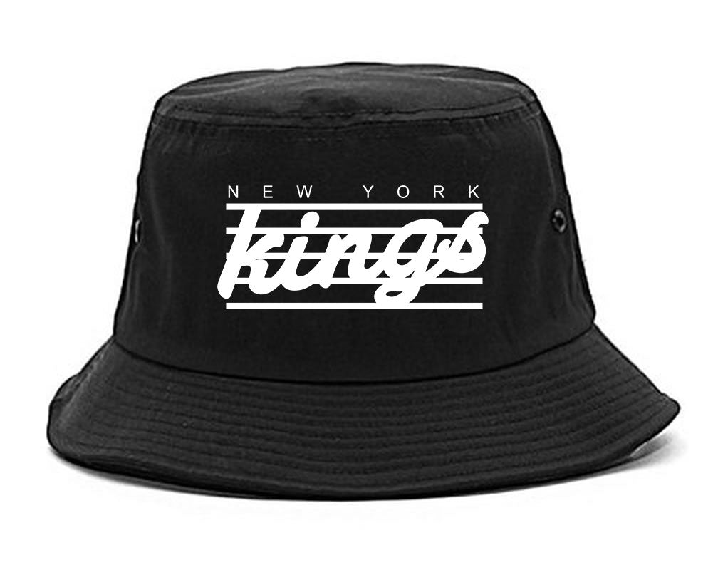 New York Kings Stripes Bucket Hat in Black