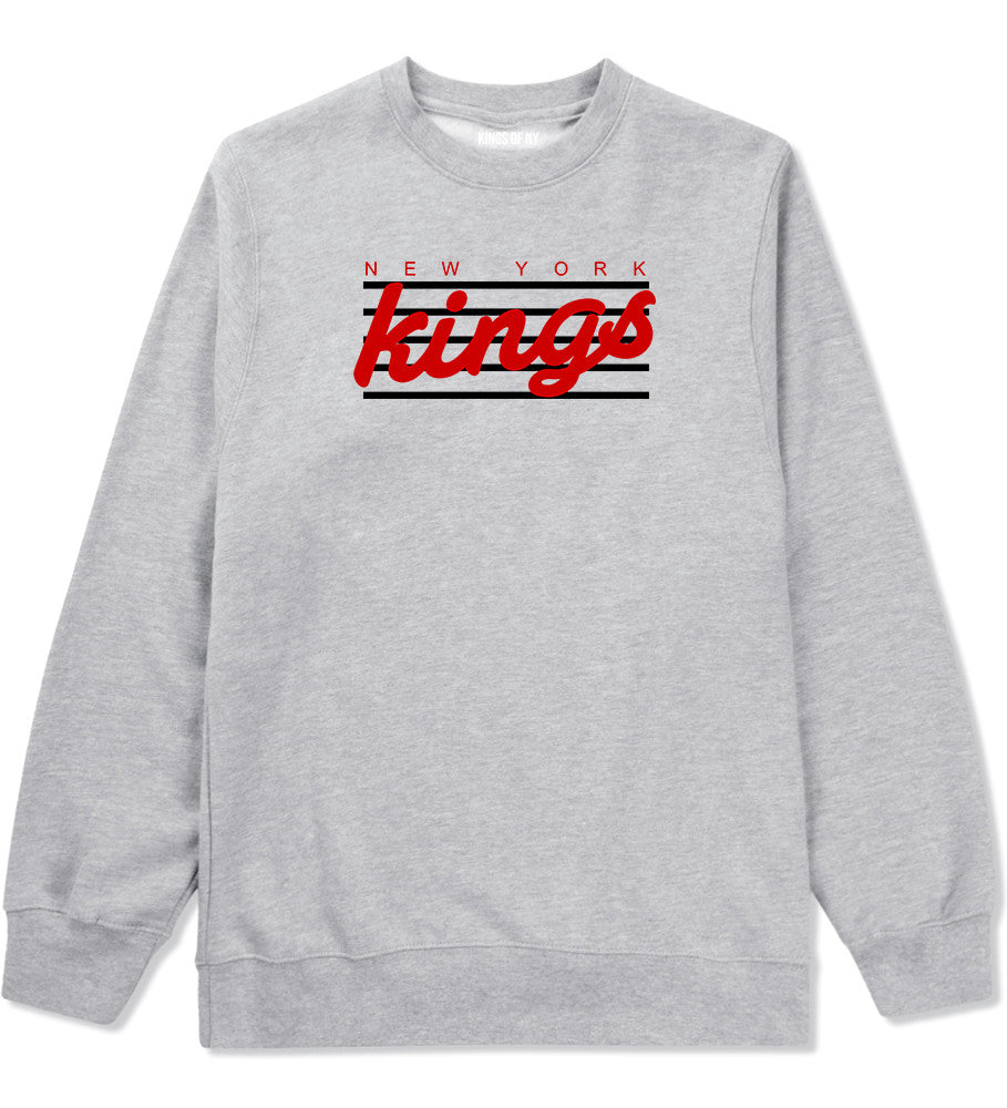 New York Kings Stripes Crewneck Sweatshirt in Grey