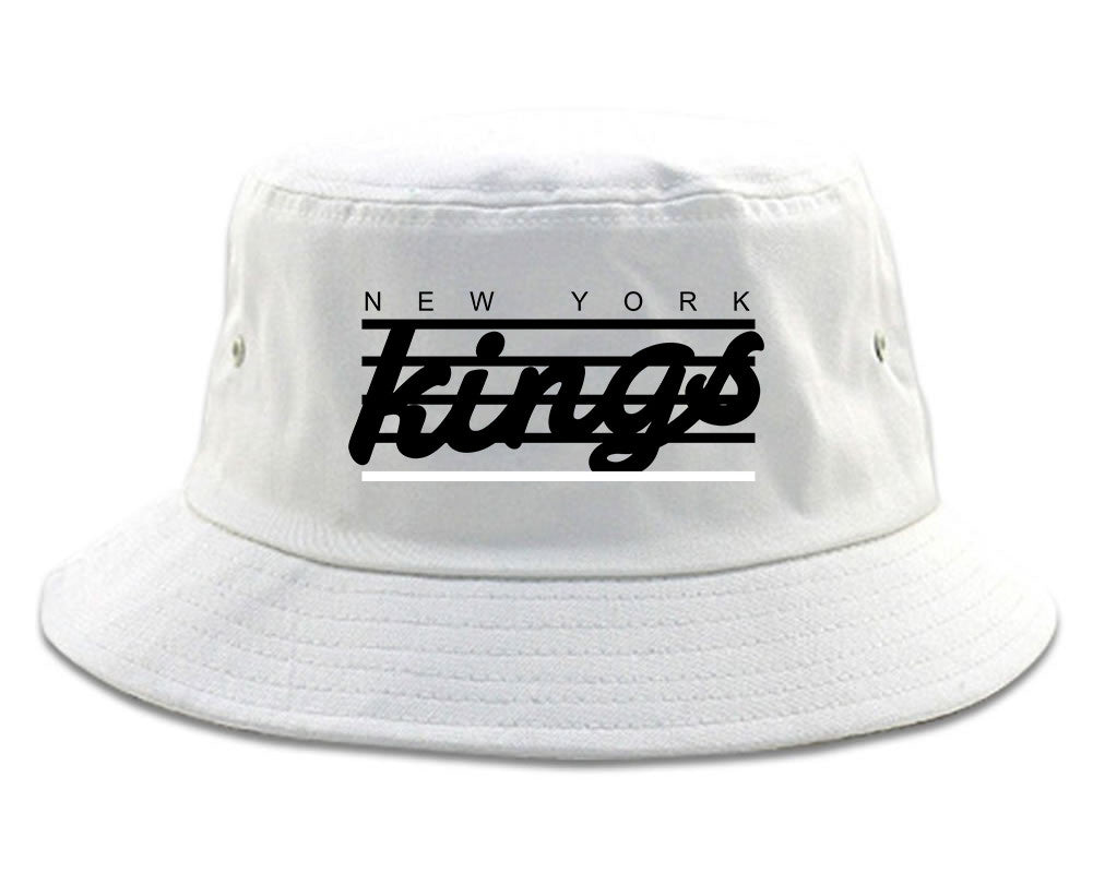 New York Kings Stripes Bucket Hat in White
