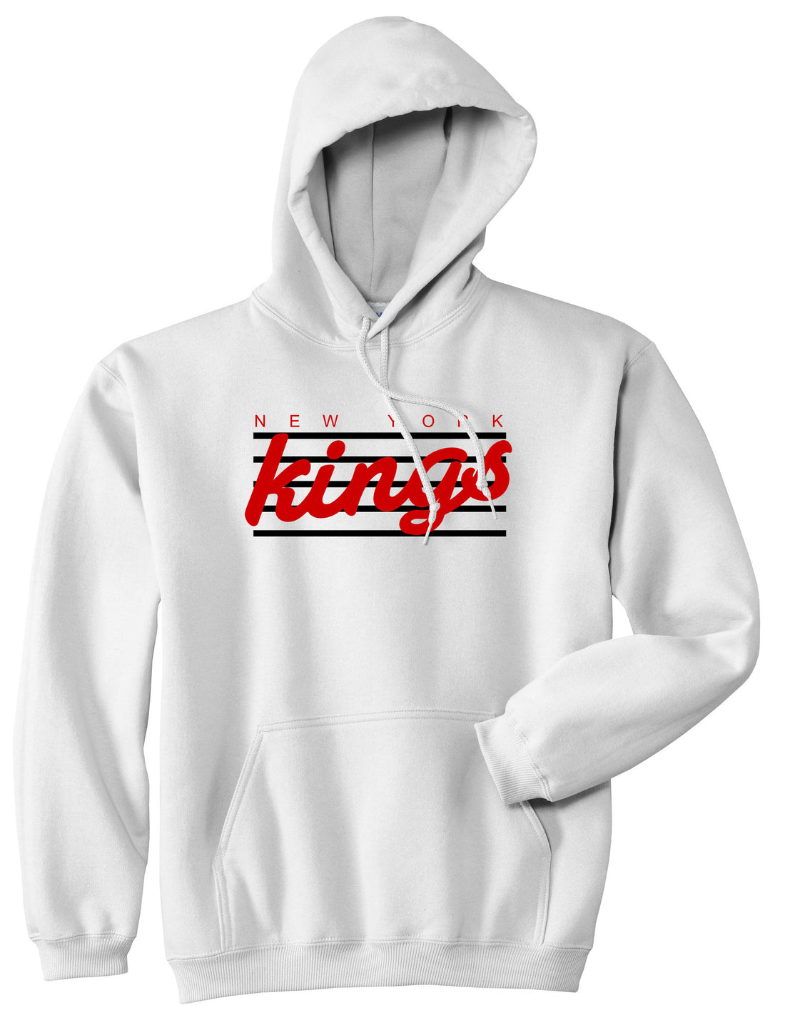 New York Kings Stripes Pullover Hoodie in White