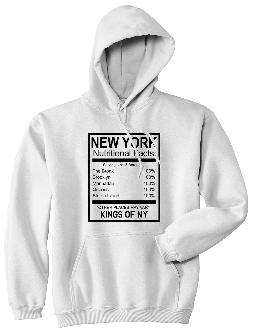 New York Nutritional Facts Pullover Hoodie in White