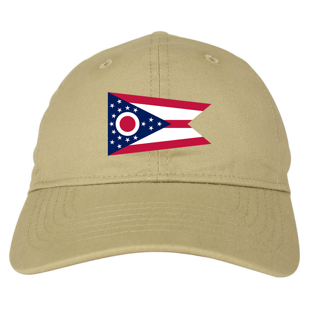 Ohio State Flag OH Chest Mens Dad Hat Tan