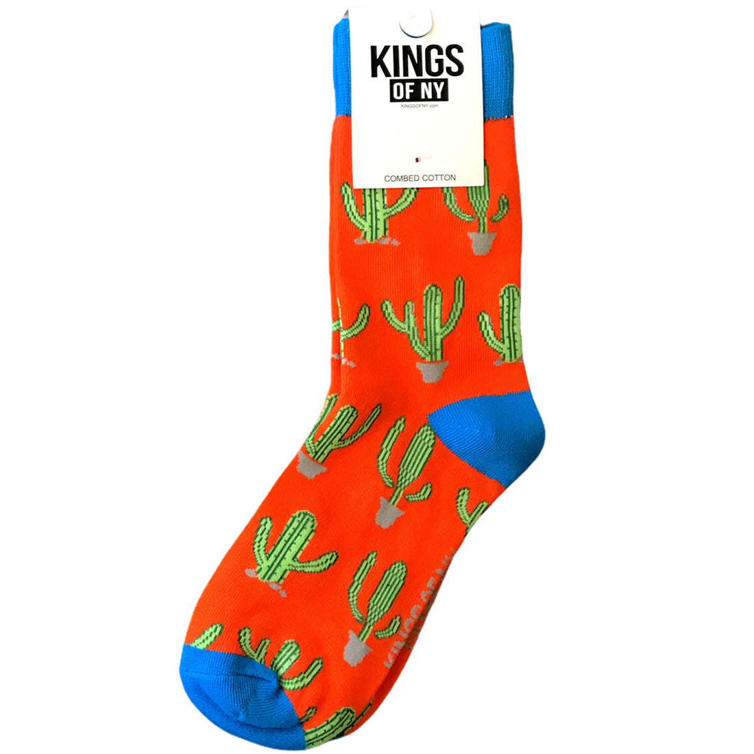 Orange Saguaro Cactus Plant Print Mens Crew Socks