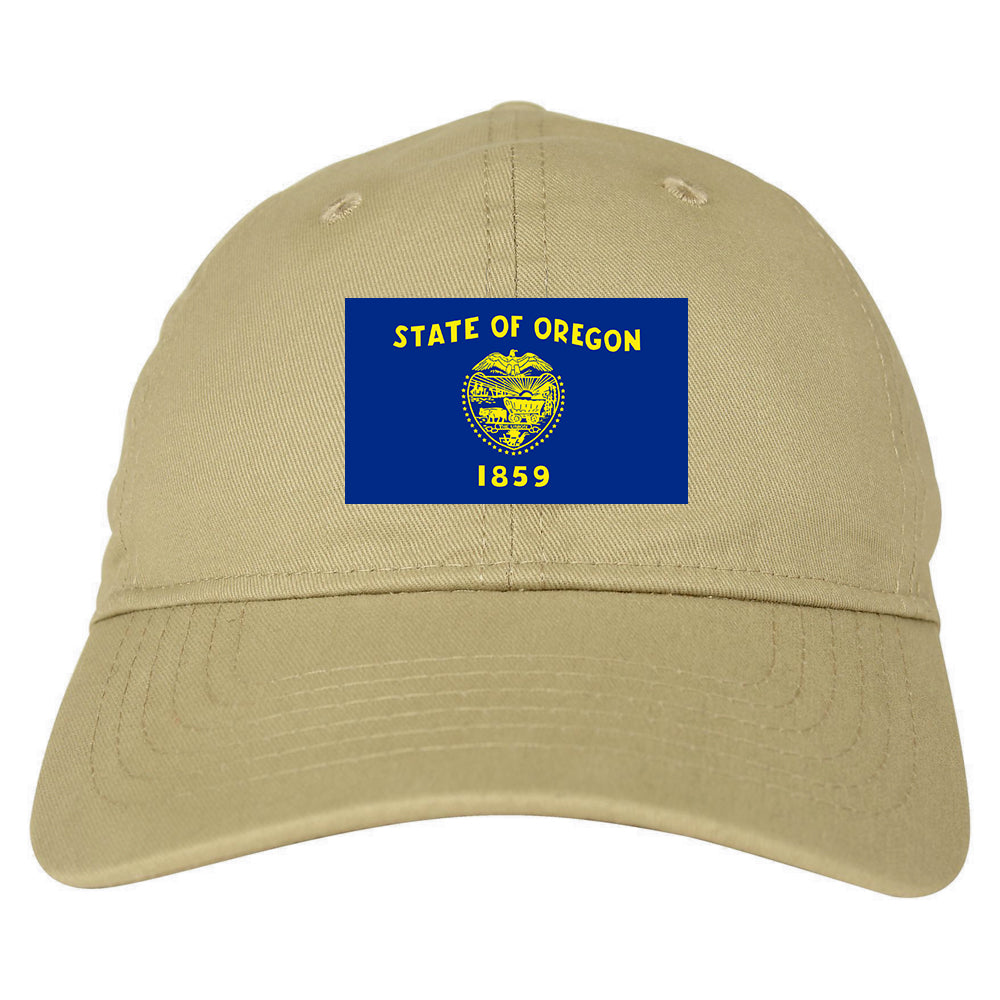 Oregon State Flag OR Chest Mens Dad Hat Tan