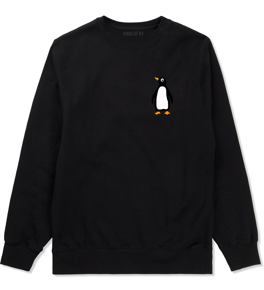 Penguin Animal Chest Mens Crewneck Sweatshirt Black