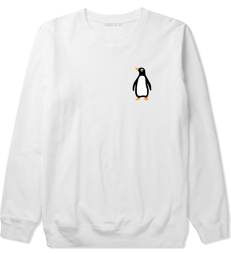 Penguin Animal Chest Mens Crewneck Sweatshirt White