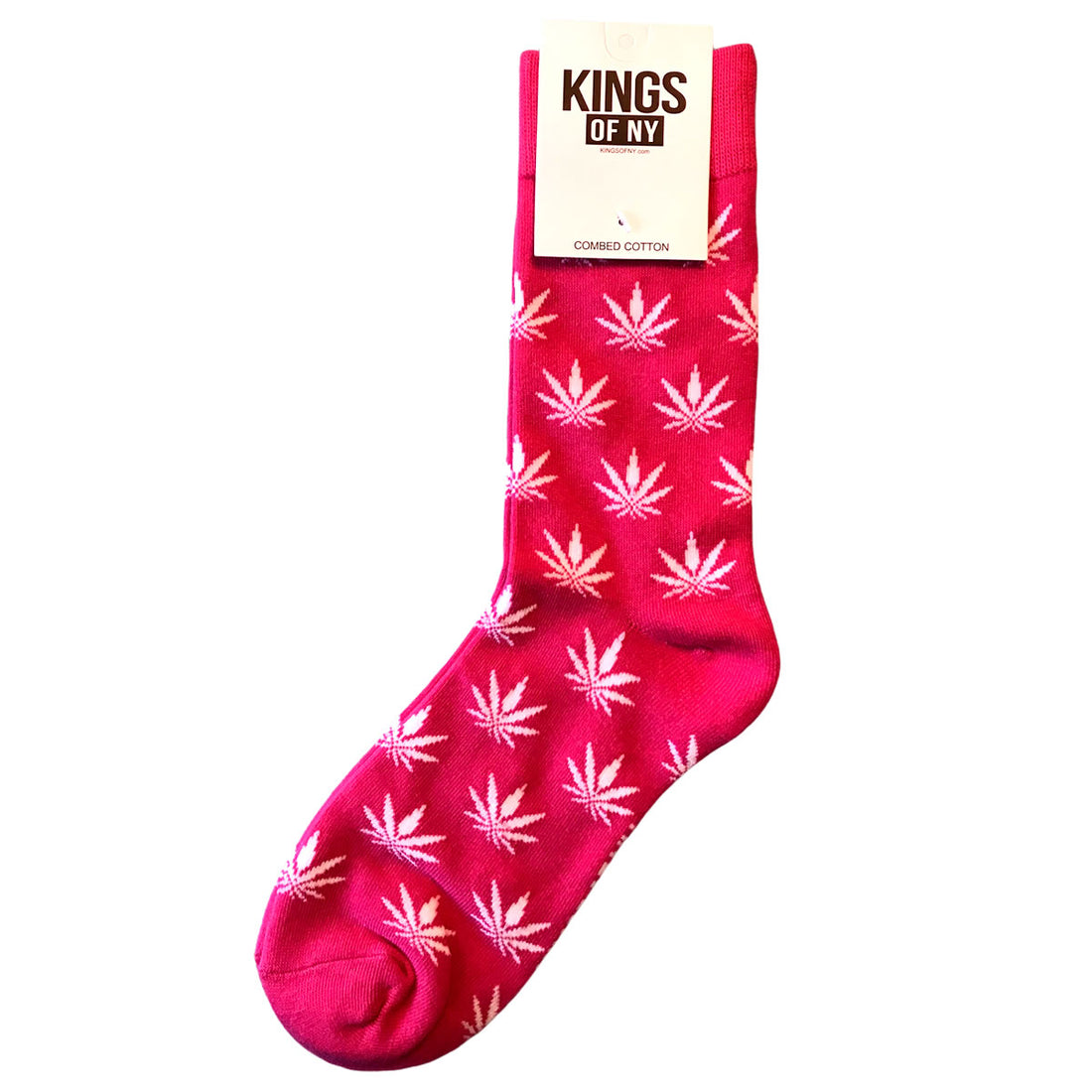 Pink And White Marijuana Weed Leaf Pattern Mens Socks