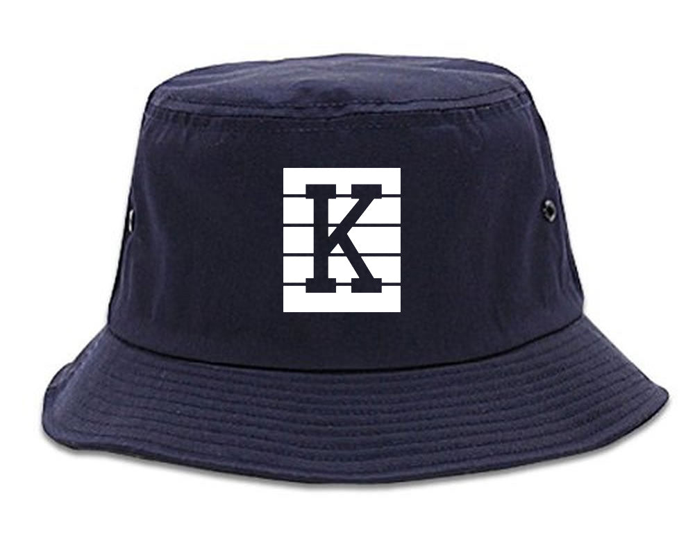 Red K Blocks Bucket Hat in Blue