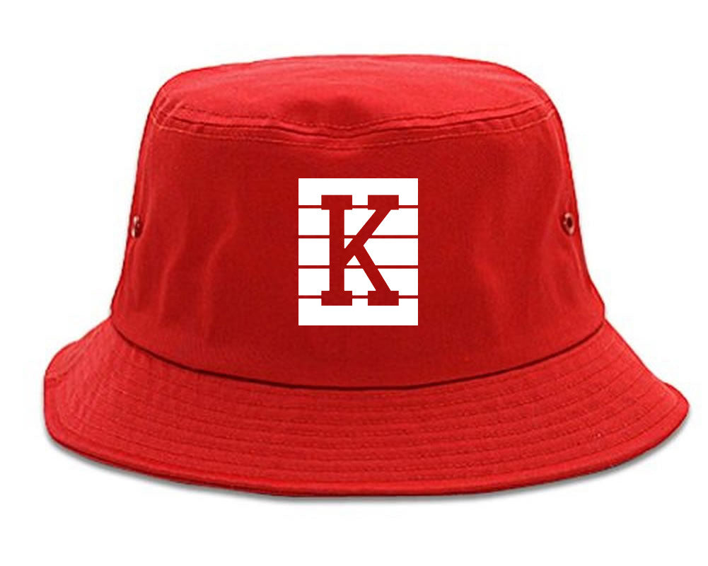 Red K Blocks Bucket Hat in Red