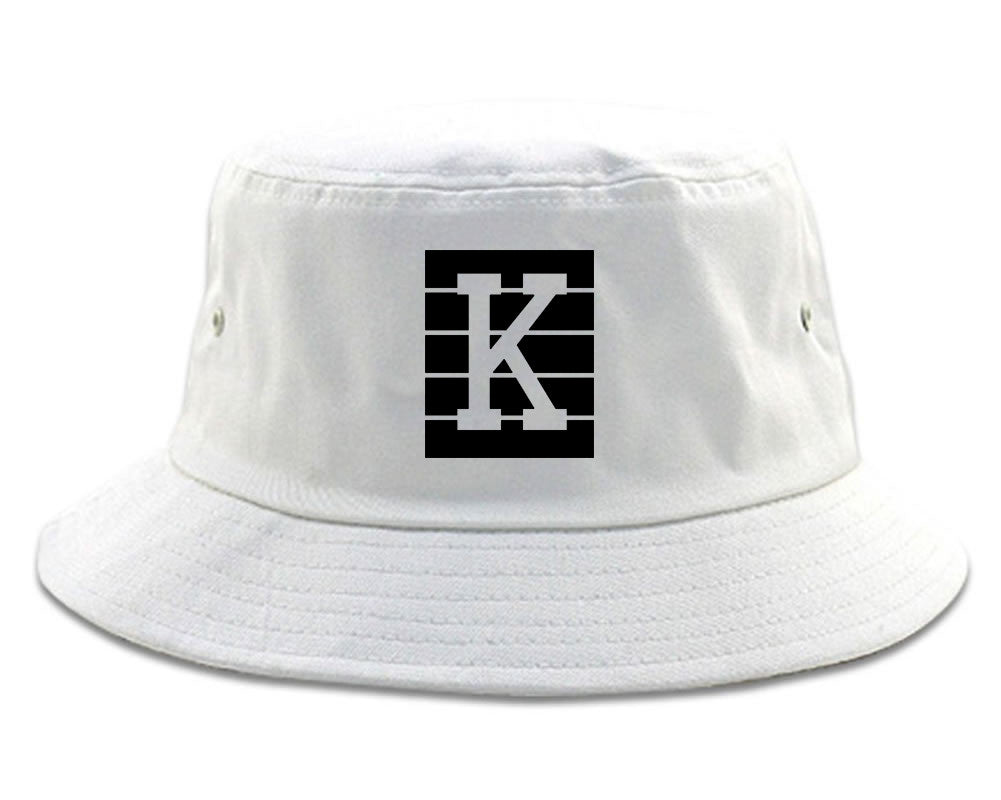 Red K Blocks Bucket Hat in White