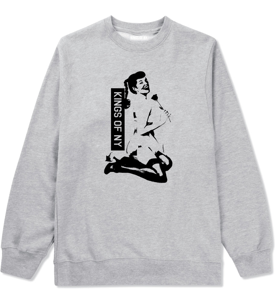 Pinup Girl Rose Crewneck Sweatshirt in Grey