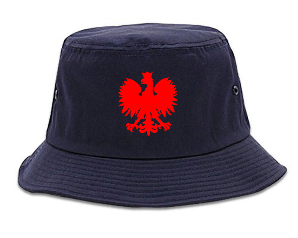 Poland Eagle Polish Pride Polska Big Mens Bucket Hat Navy Blue