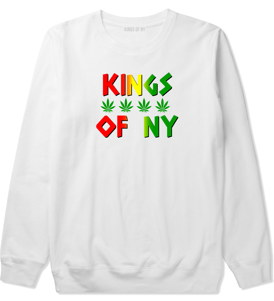 Puff Puff Pass Mens Crewneck Sweatshirt White by Kings Of NY