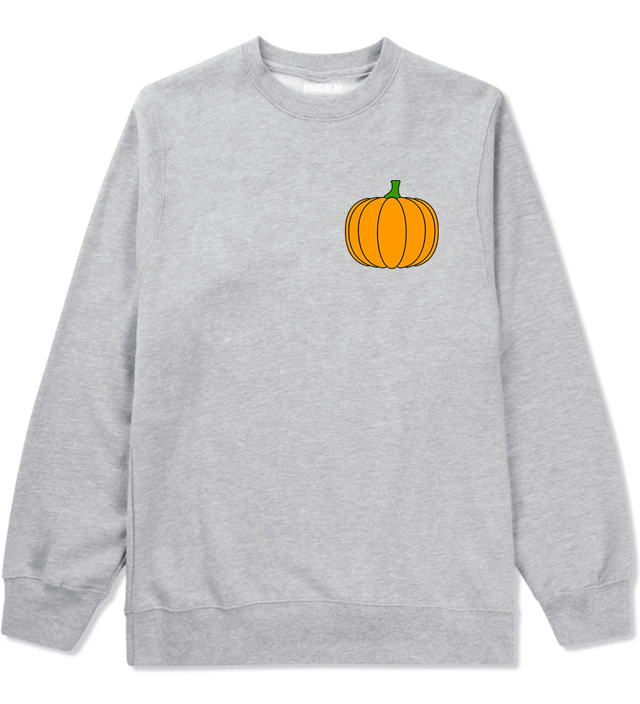 Pumpkin Fall Chest Mens Crewneck Sweatshirt Grey