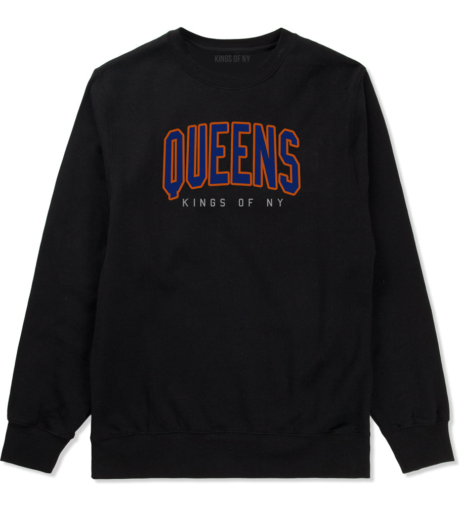 Queens Blue Orange Mens Crewneck Sweatshirt Black by Kings Of NY