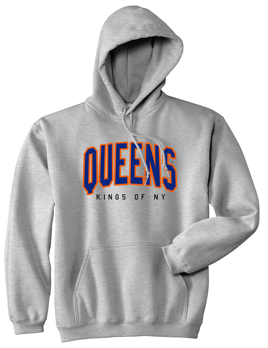 Queens Blue Orange Mens Pullover Hoodie Grey by Kings Of NY