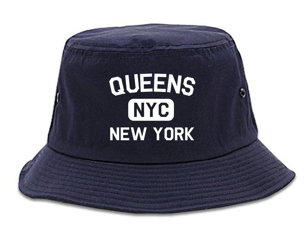 Queens Gym NYC New York Mens Bucket Hat Navy Blue
