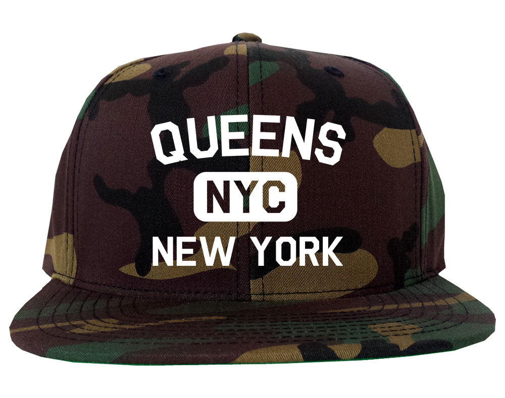 Queens Gym NYC New York Mens Snapback Hat Army Camo