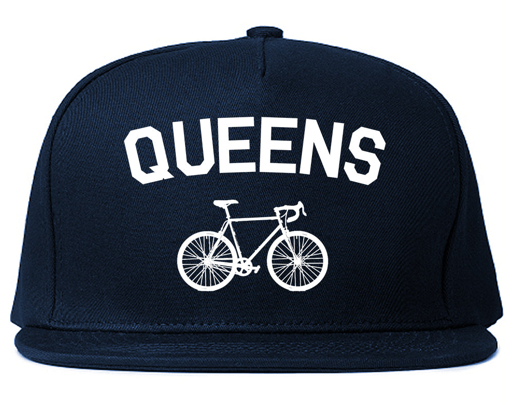 Queens New York Vintage Bike Cycling Mens Snapback Hat Navy Blue