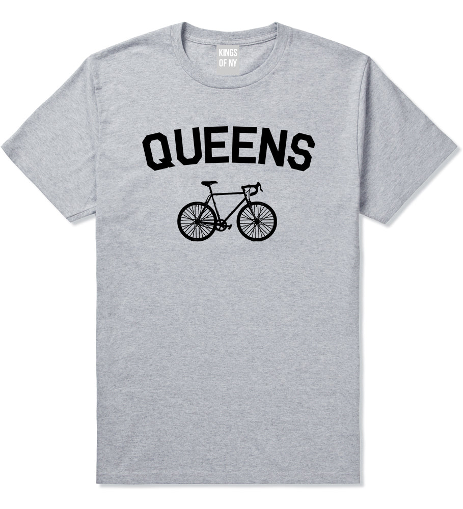 Queens New York Vintage Bike Cycling Mens T-Shirt Grey