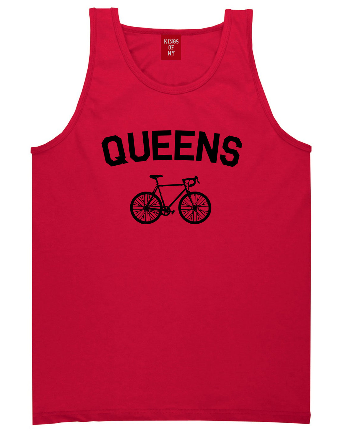 Queens New York Vintage Bike Cycling Mens Tank Top T-Shirt Red