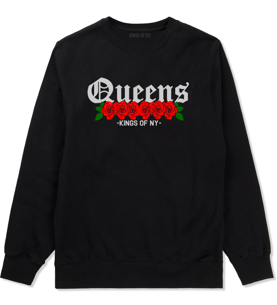 Queens Roses Kings Of NY Mens Crewneck Sweatshirt Black