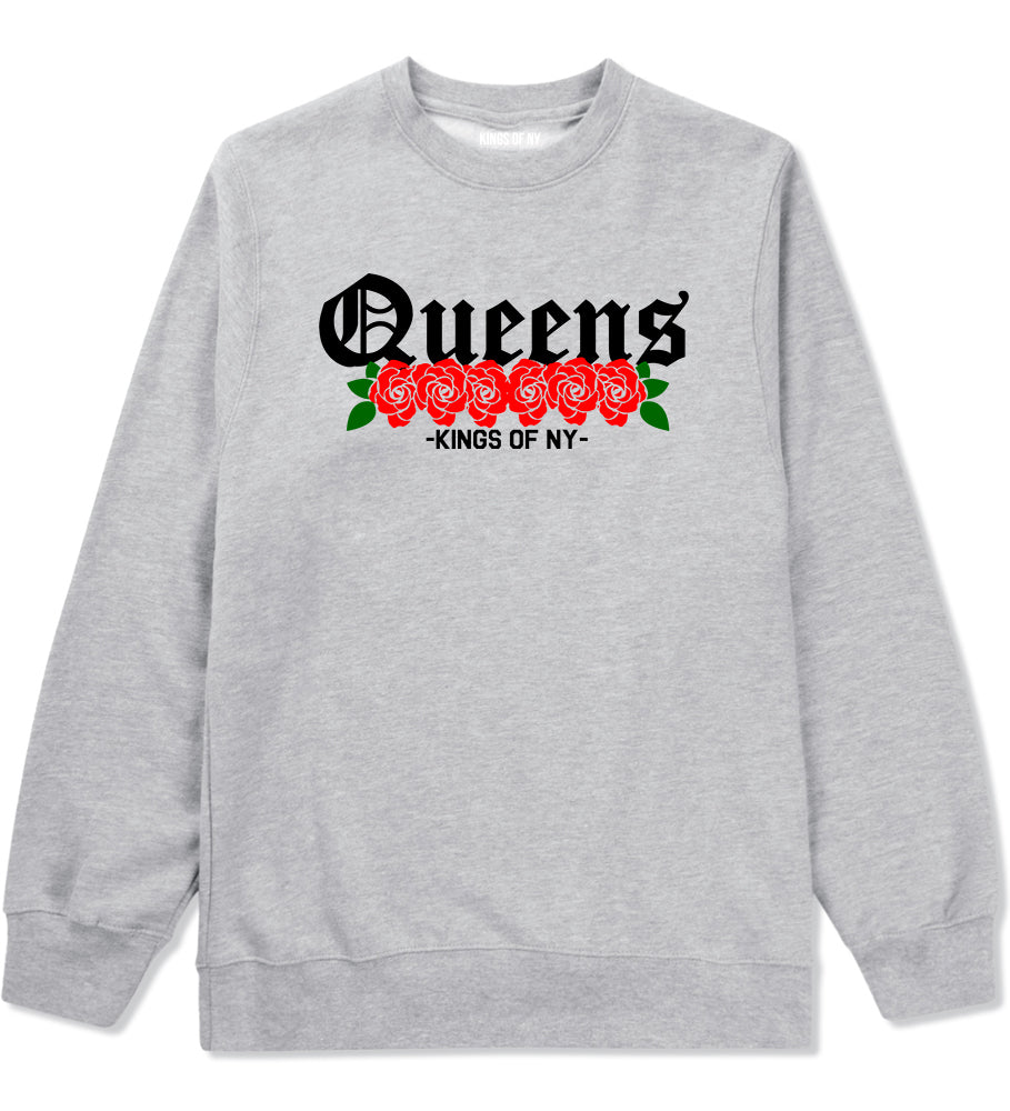 Queens Roses Kings Of NY Mens Crewneck Sweatshirt Grey